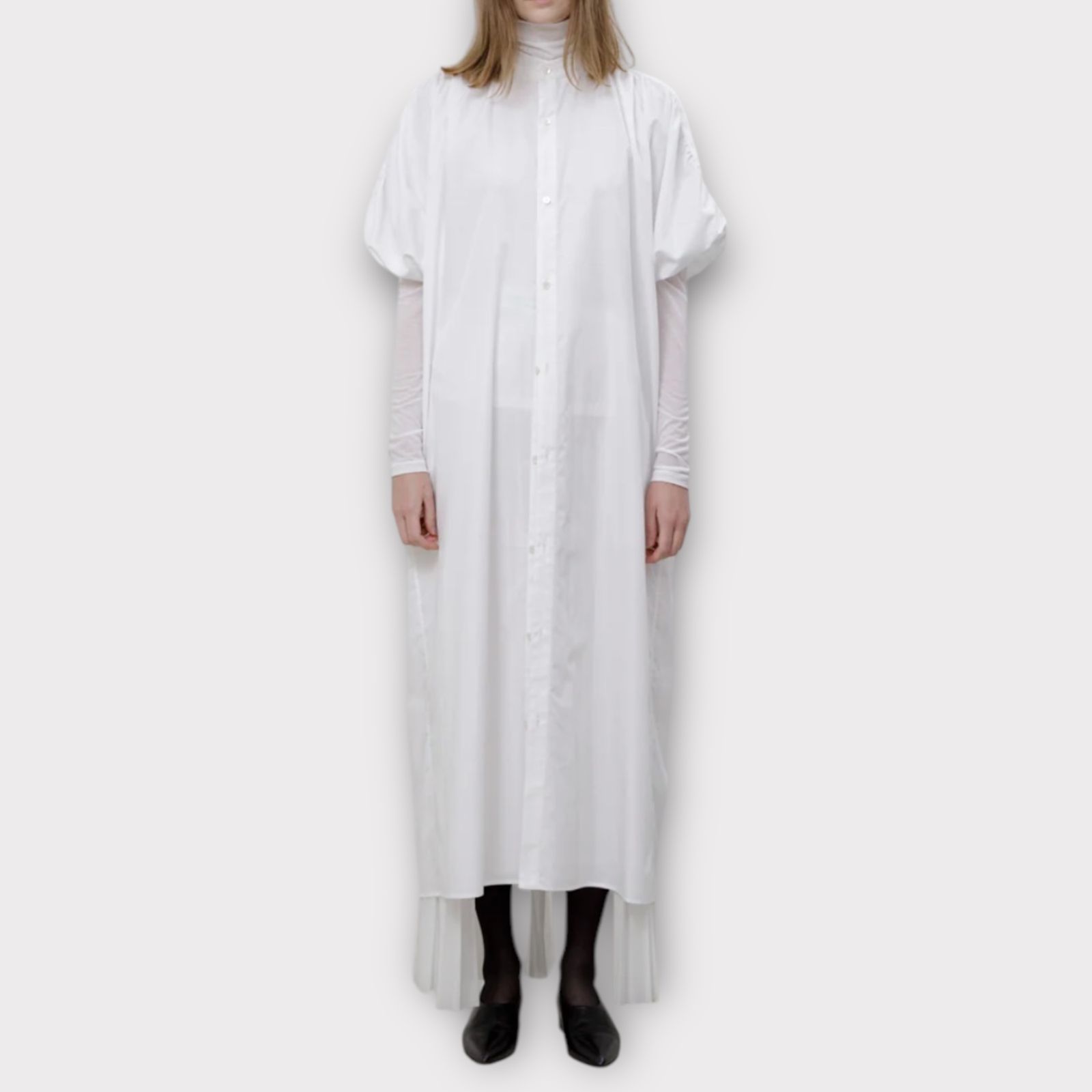 Broad tuck gather sleeve shirt dress / シャツドレス / ブルー / 2025SS new