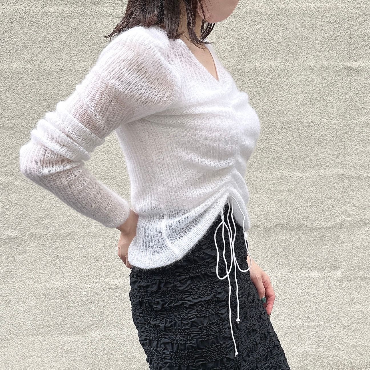 Rib knit tops / ニット / セーター / リブニット / ホワイト