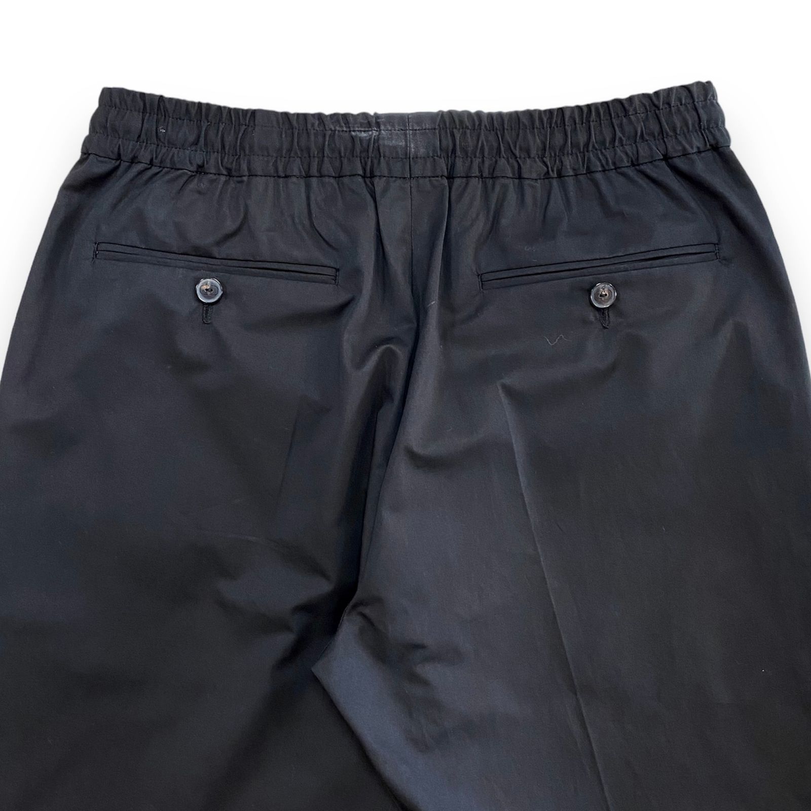 Drawstring shirring pants / シャーリングパンツ / ウエスト紐 / コットン / メンズ / ブラック