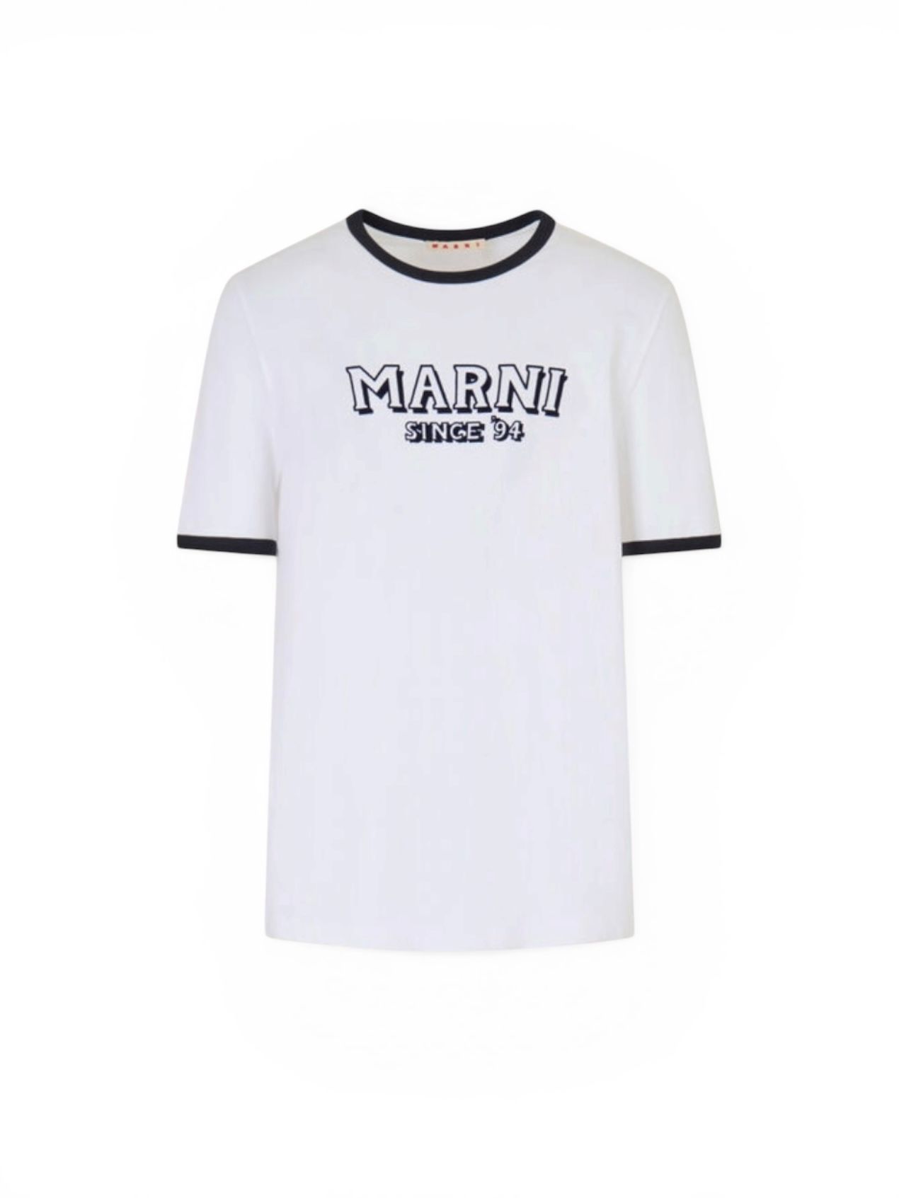 コントラストトリム ホワイト コットンTシャツ/ 2026SS NEW