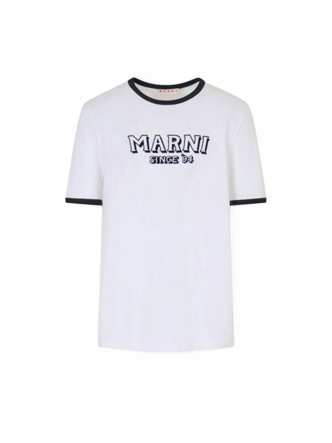 コントラストトリム ホワイト コットンTシャツ/ 2026SS NEW