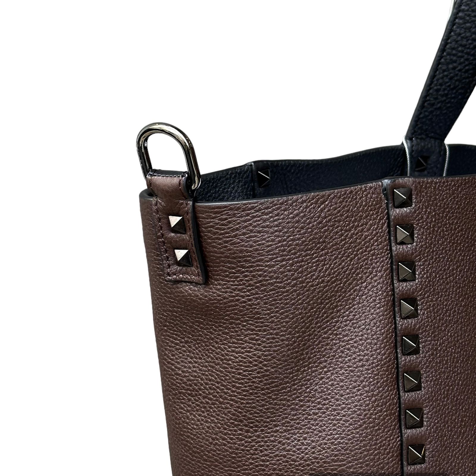 Rock studs grained Calfskin reversible tote / ショルダー トートバッグ / 2way / 牛革 / メンズ / ブラック