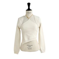 CHAIN HALTER NECK KNIT TOP WITH SLEEVE / ホルターネック / アンサンブル / アイボリー / ウィメンズ
