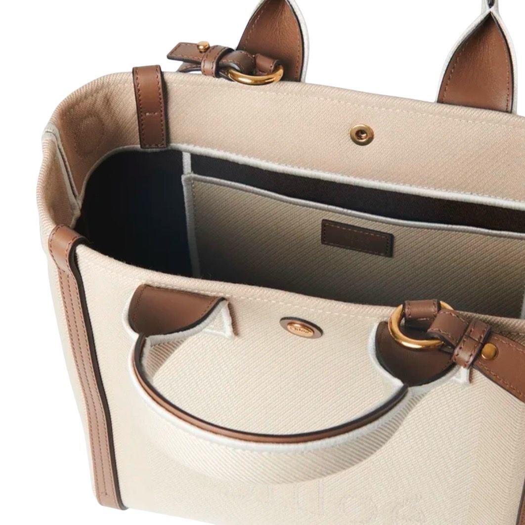 キャンバス製Chloé CARRY スモールトートバッグ / 3way / ベージュ / 25SS new
