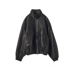 Goat leather zip up blouson