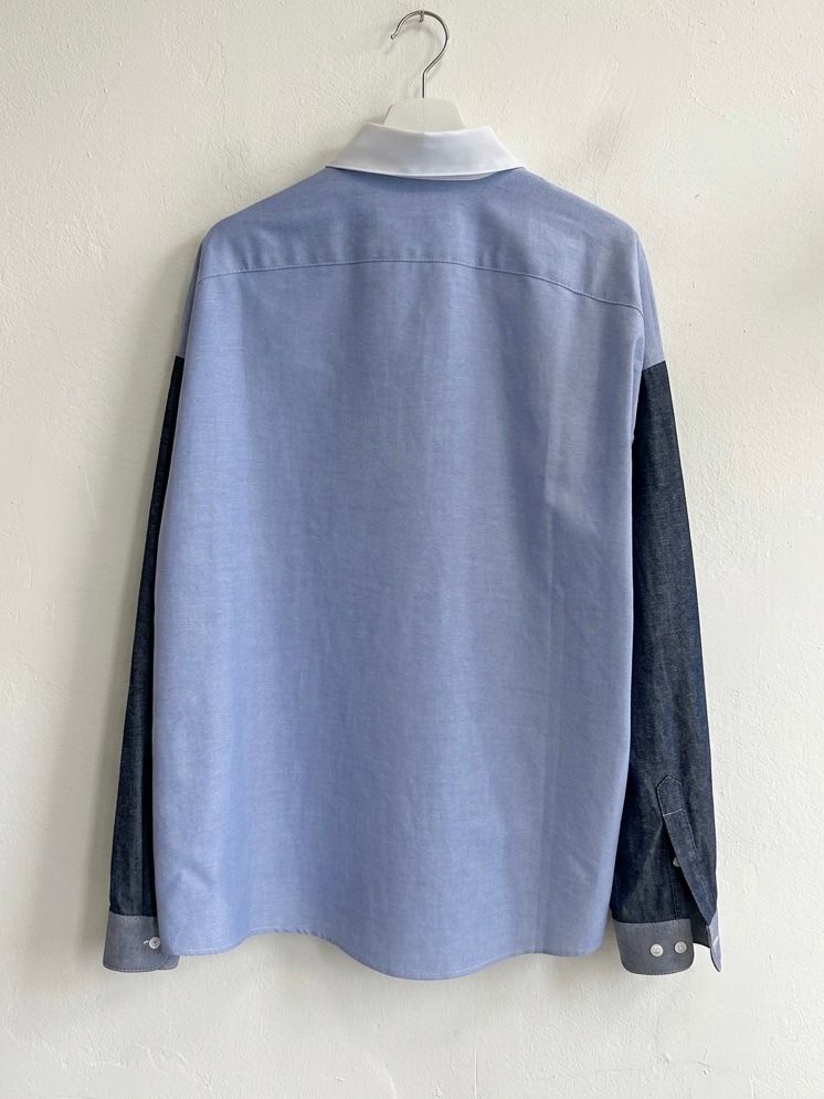 バイカラー コンシール ロゴシャツ/ ブルー/ 2026SS NEW