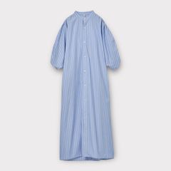 Broad tuck gather sleeve shirt dress / シャツドレス / ブルー / 2025SS new