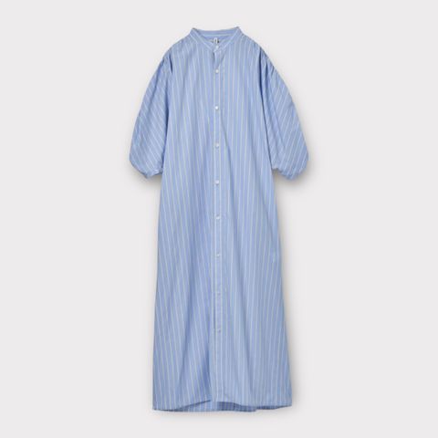 Broad tuck gather sleeve shirt dress / シャツドレス / ブルー / 2025SS new