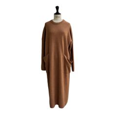 クルーネック ロング ニットワンピース / レディース / キャメル