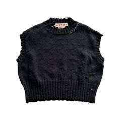 クロップド ダメージノースリーブニット / ブラック / 25SS new
