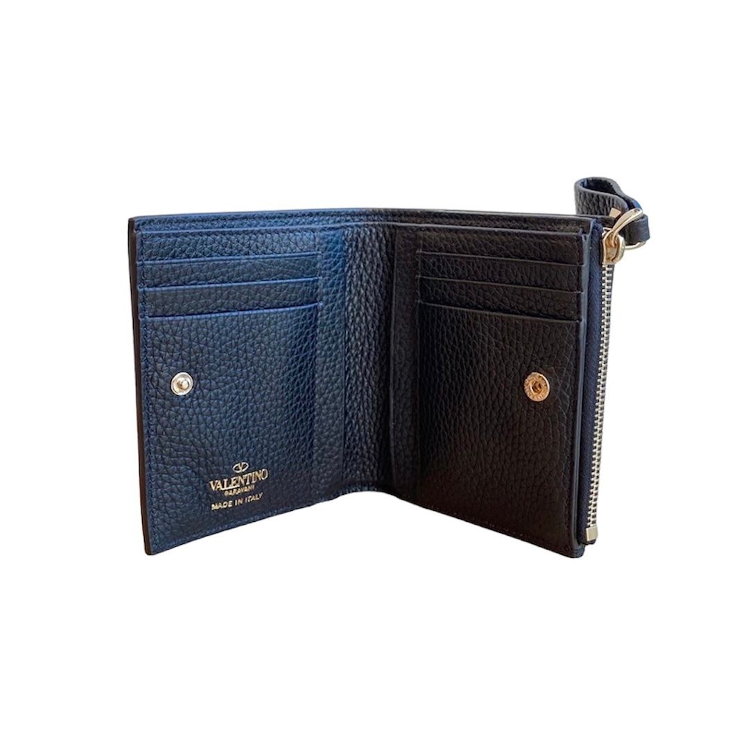 Rock studs grained calfskin small wallet / ミニ財布 / 二つ折り / ロックスタッズ / レザー / カーフレザー / ブラック