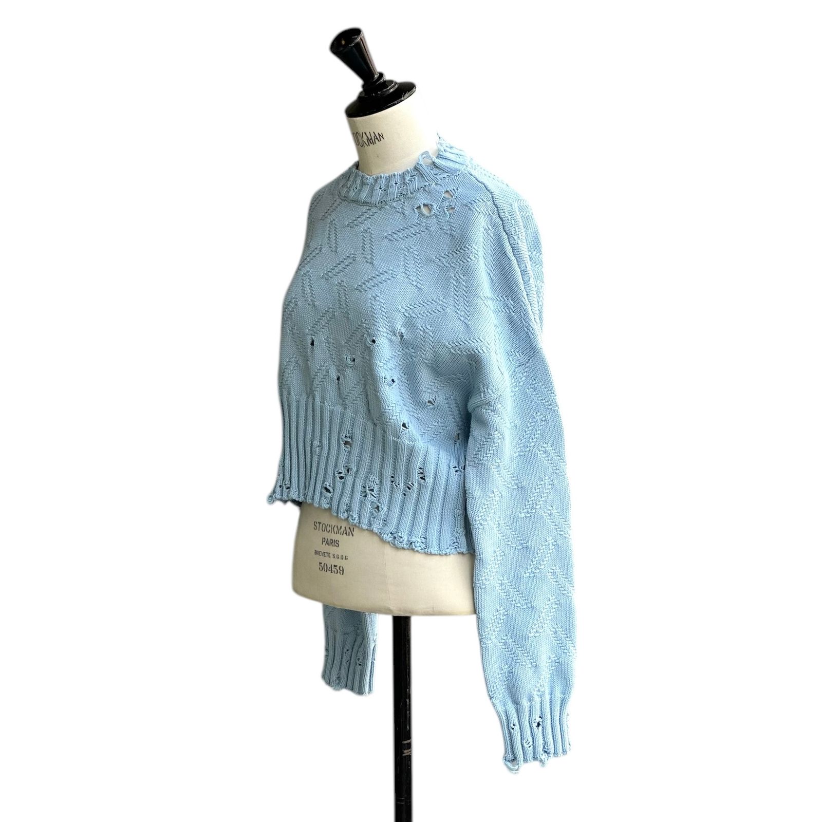 クロップド ダメージニット / ライトブルー / 25SS new