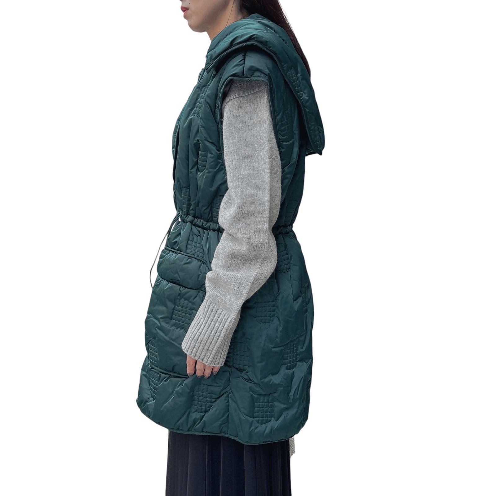 ENFOLD - CHECK-QUILT VEST / 中綿ベスト / グリーン / 24AW