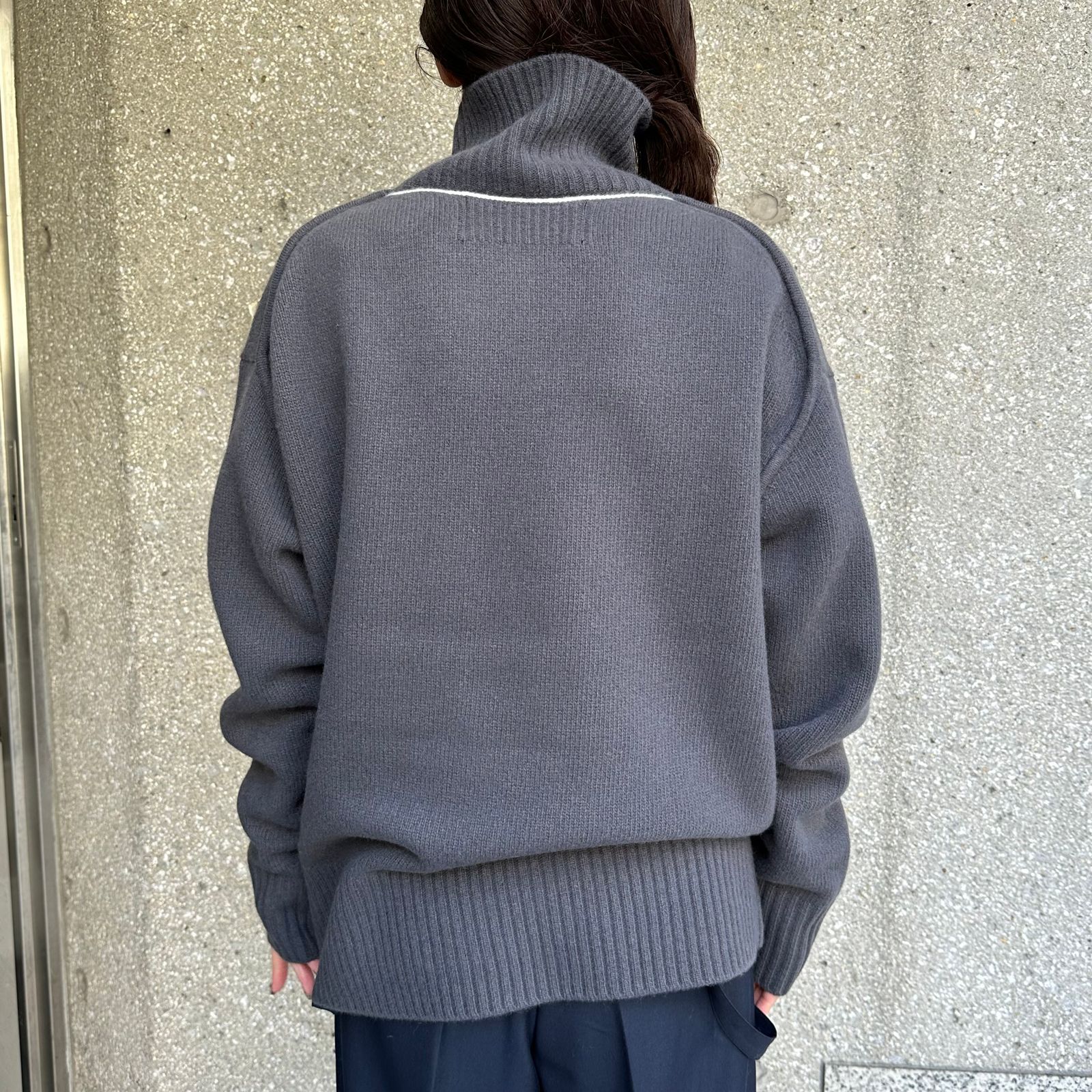 stand neck sweater / ニット / タートルネックセーター / ダークグレー