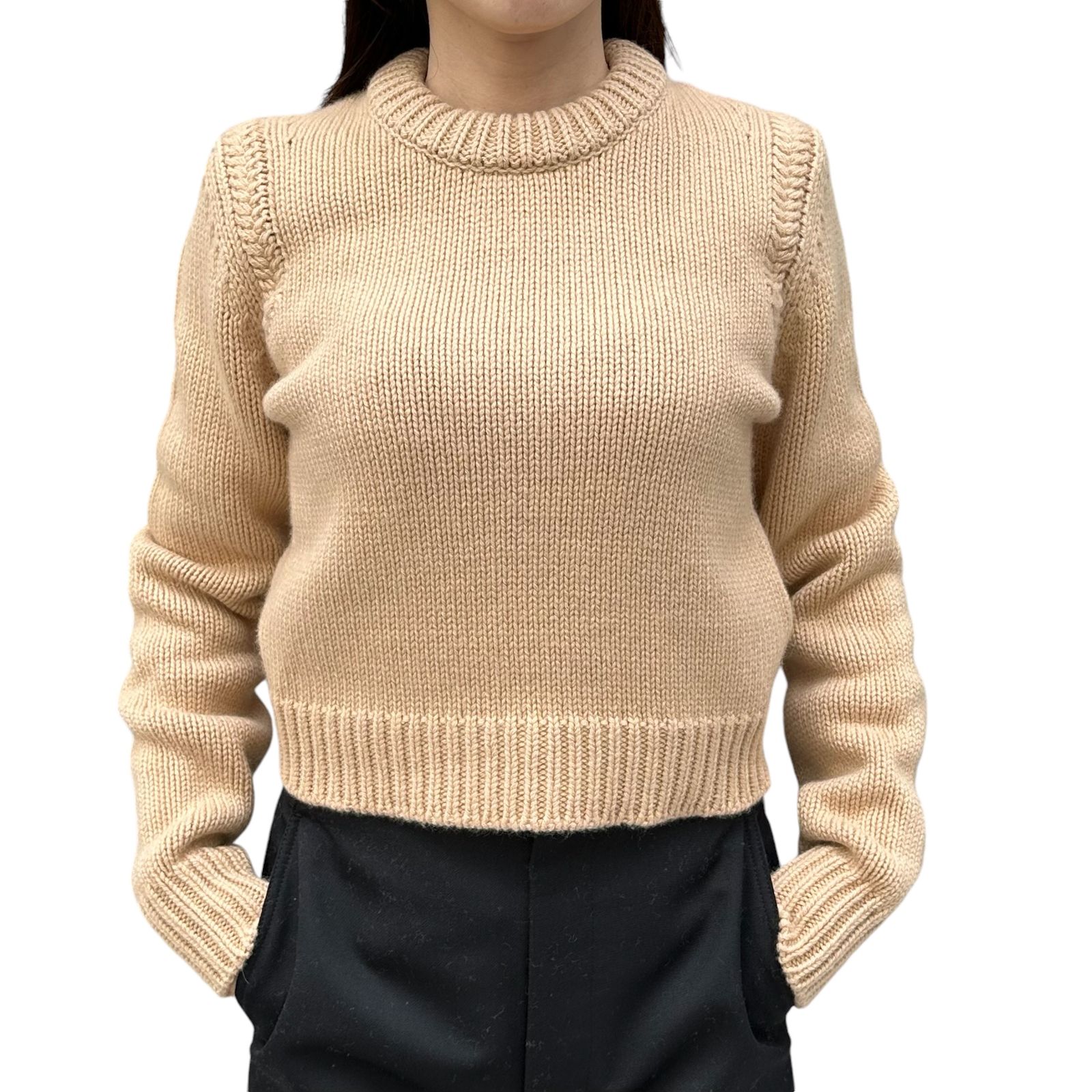 カシミアブレンド製クロップドジャンパー / セーター / コットンカシミア製 / ベージュ / 24AW NEW