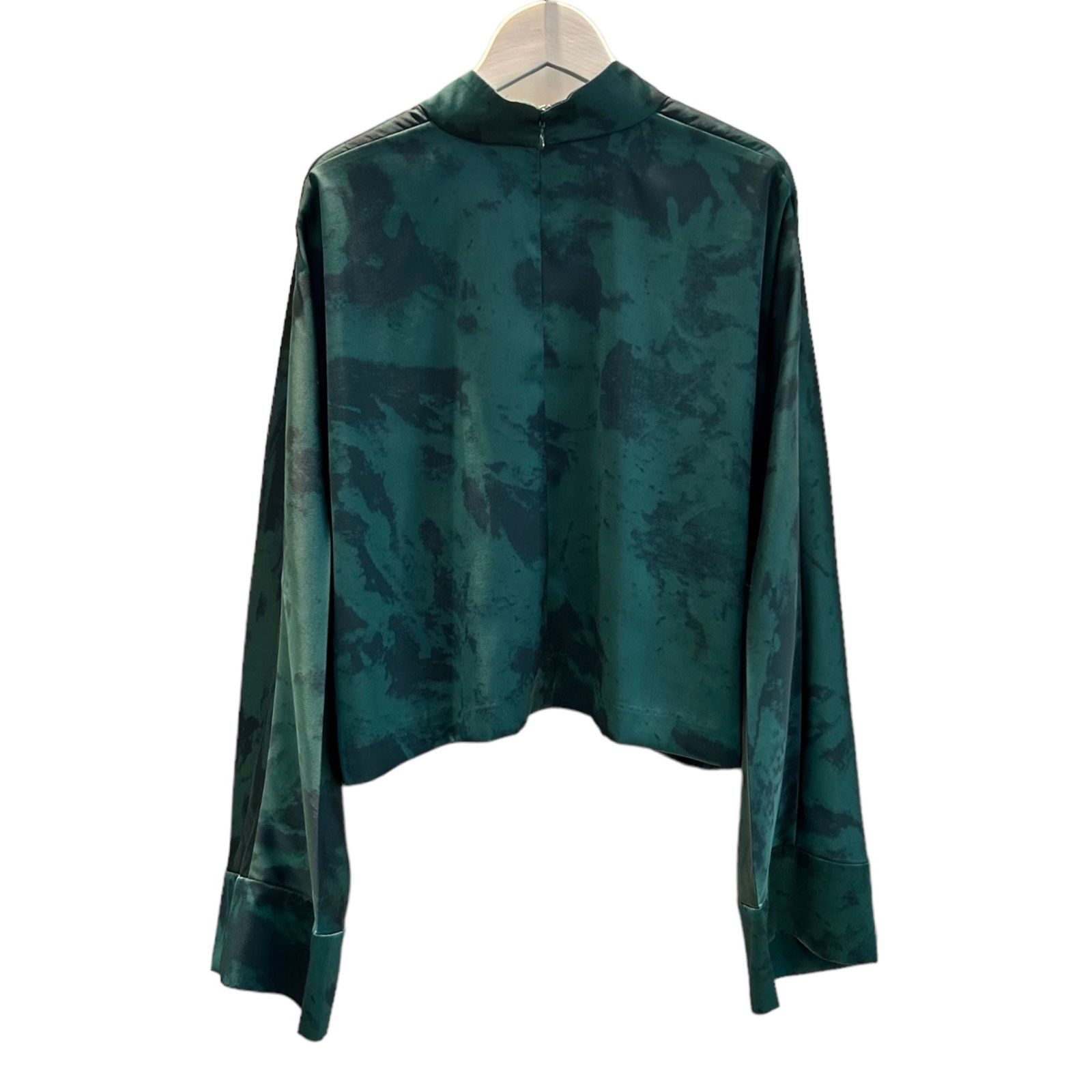 Vintage satin half tone cropped top / ブラウス / グリーン