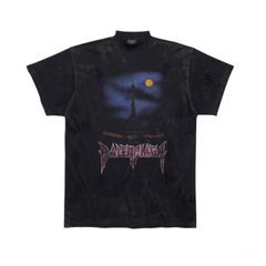PARIS MOON Tシャツ オーバーサイズ /杢ブラック/ユニセックス/ダメージ