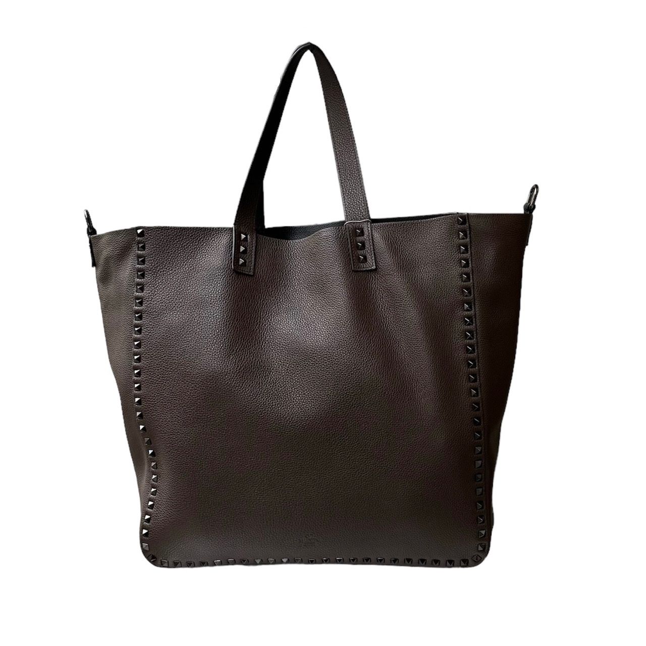 Rock studs grained Calfskin reversible tote / ショルダー トートバッグ / 2way / 牛革 / メンズ / ブラック