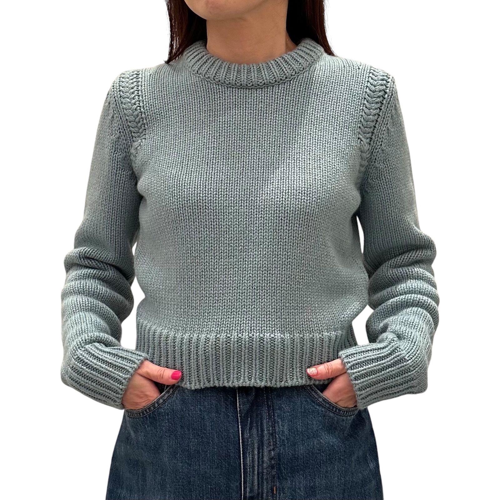 カシミアブレンド製クロップドジャンパー / セーター / コットンカシミア製 / ブルー / 24AW NEW