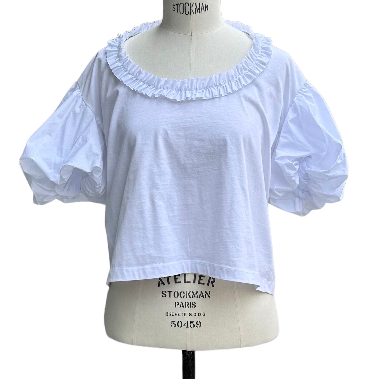 パフスリーブ フリルTシャツ / ホワイト / ウィメンズ