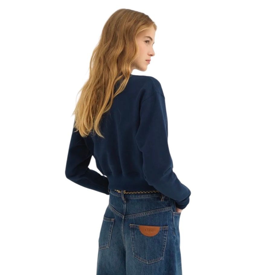 Chloe クロエ コットン フリース モックネック スウェット ロゴ Chloé - モックネック ロゴジャンパー / スウェットシャツ