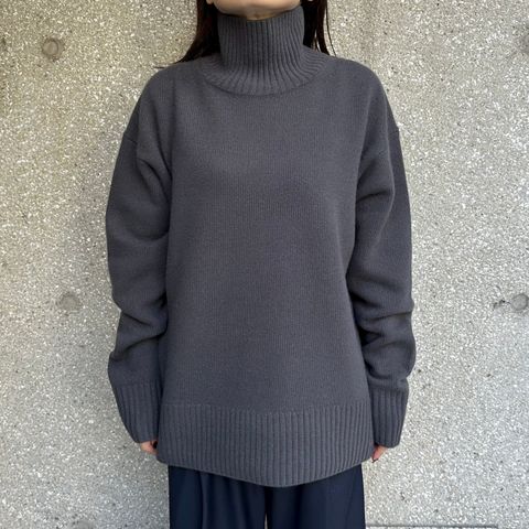 stand neck sweater / ニット / タートルネックセーター / ダークグレー
