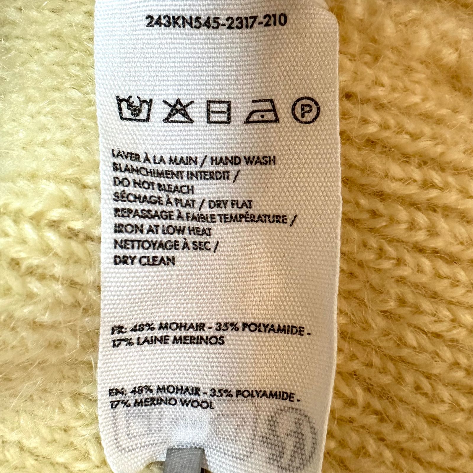 The Marina sweater マリーナセーター / モヘアニット / イエロー / 24AW