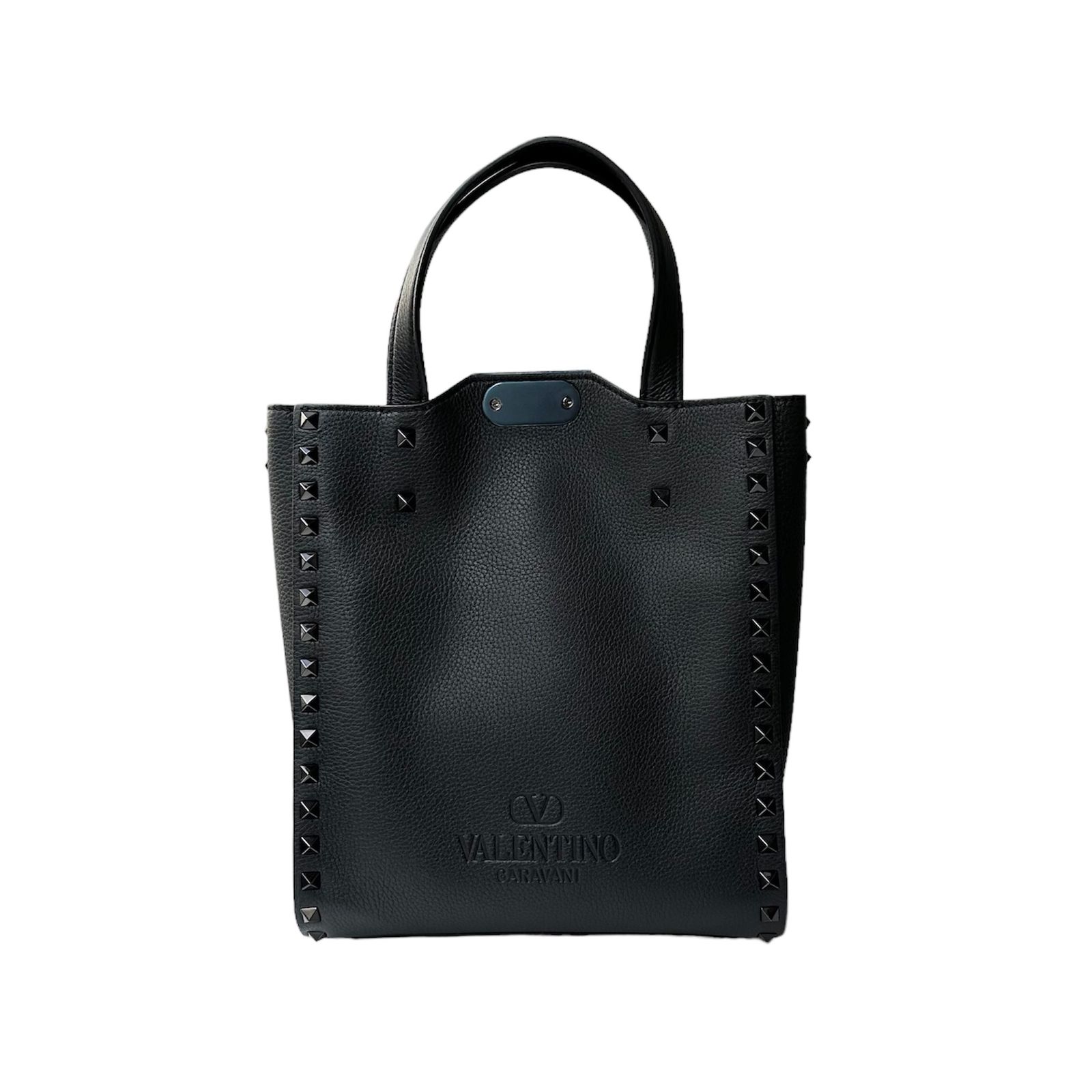 Rock studs grained calfskin small tote bag / ショルダー トートバッグ / 2way / 牛革 / スタッズ / ユニセックス / ブラック