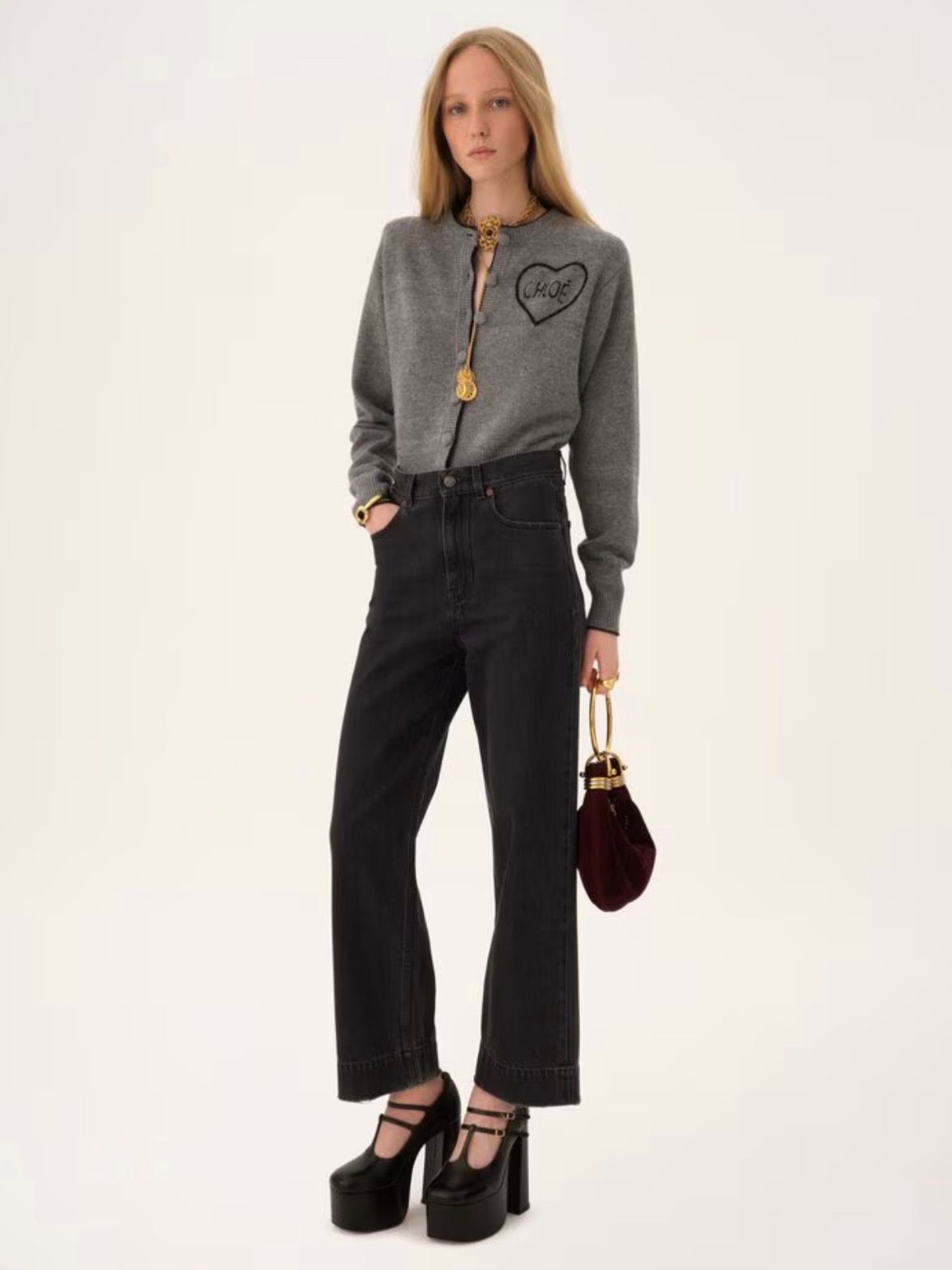 ウール＆カシミアニット製フィットロゴ カーディガン / ウィメンズ / ウェア / グレー / 2026SS NEW