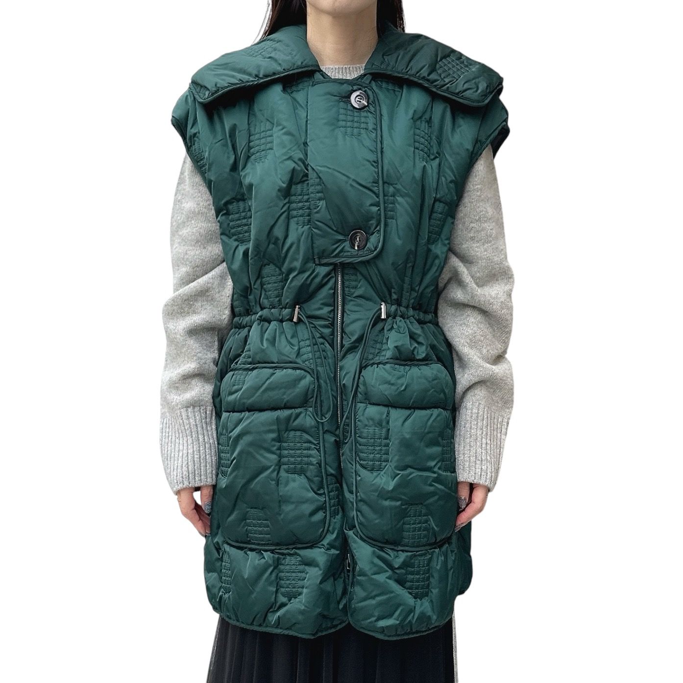 ENFOLD - CHECK-QUILT VEST / 中綿ベスト / グリーン / 24AW