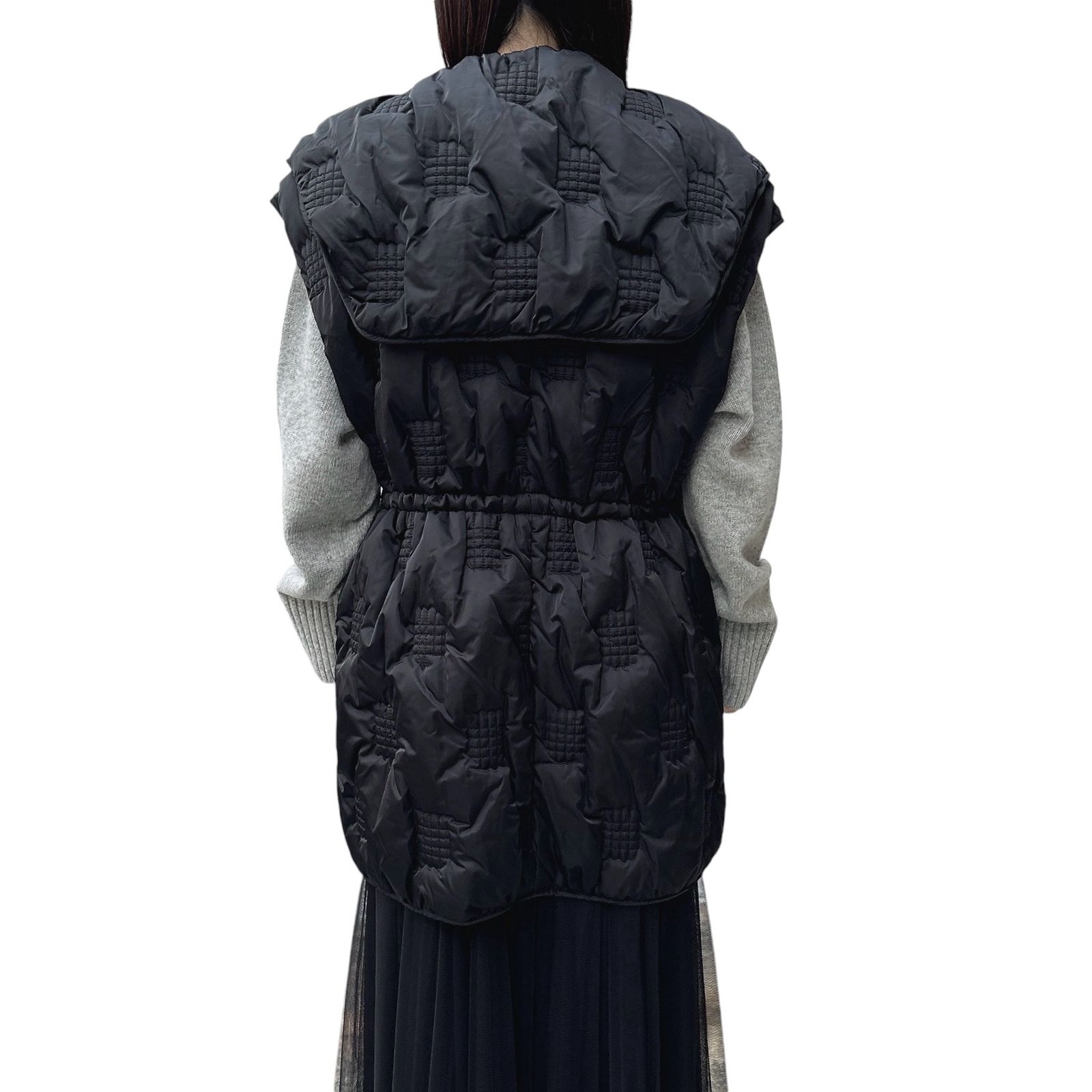 ENFOLD - CHECK-QUILT VEST / 中綿ベスト / ブラック / 24AW
