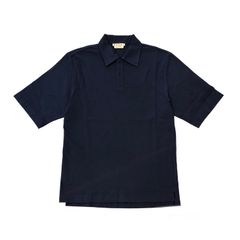 ネイビー マルニパッチ付き オーガニックコットン製オーバーサイズポロシャツ