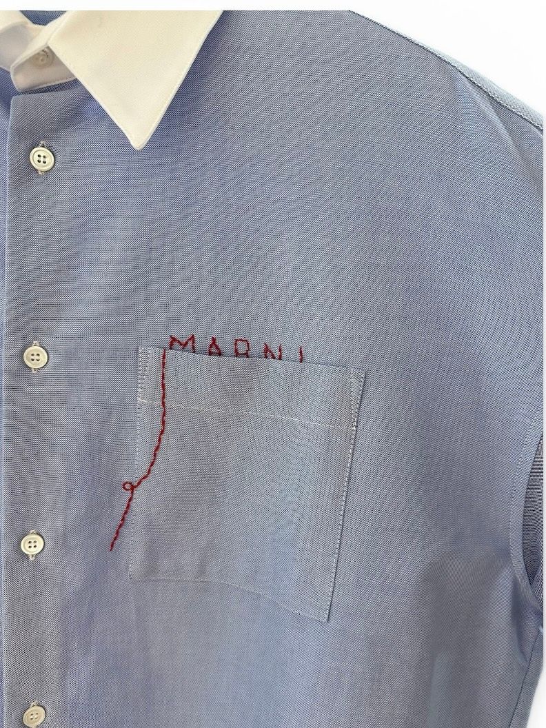 バイカラー コンシール ロゴシャツ/ ブルー/ 2026SS NEW