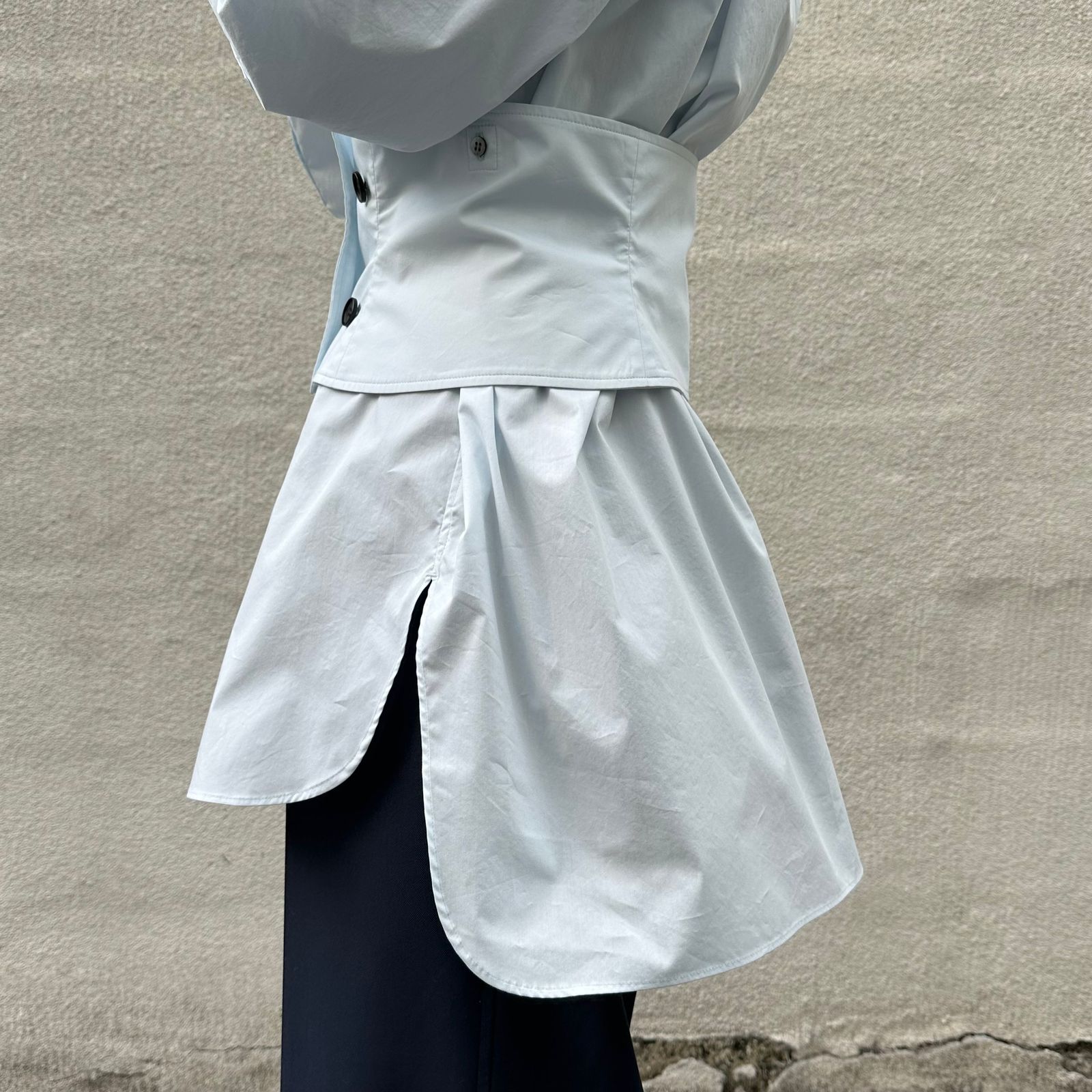 Cummerbund shirt / シャツ / ドレスアップシャツ / オーバーシャツ / ライトブルー
