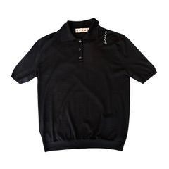 手刺繍マルニシンボル入り ポロシャツ / コットン・シルク / ブラック / 25SS new