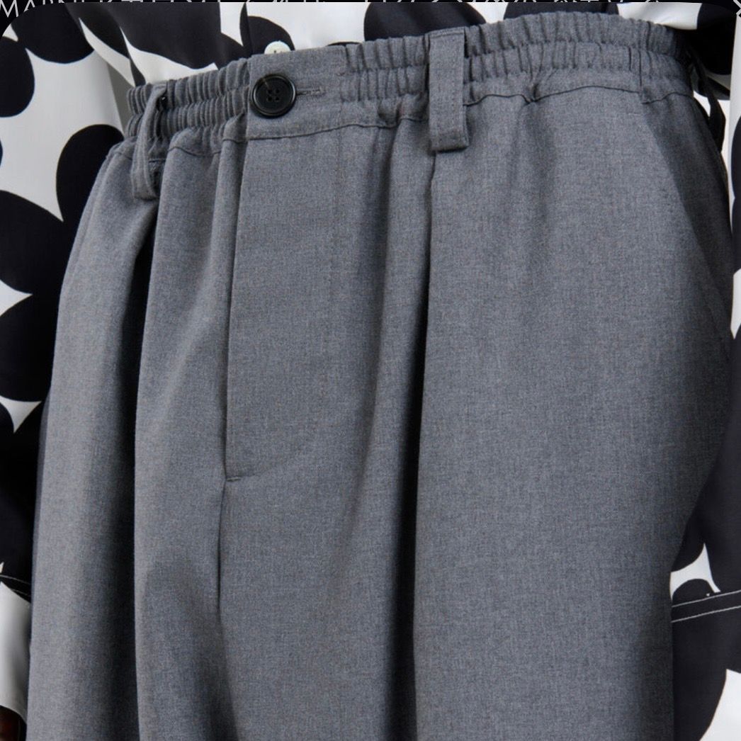 トロピカルウールパンツ / ドローストリングウエスト / グレー / メンズ / 2025aw