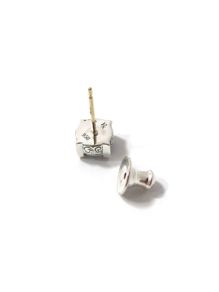 ANTIDOTE BUYERS CLUB - ENGRAVED CUT STONE EARRING (SILVER 