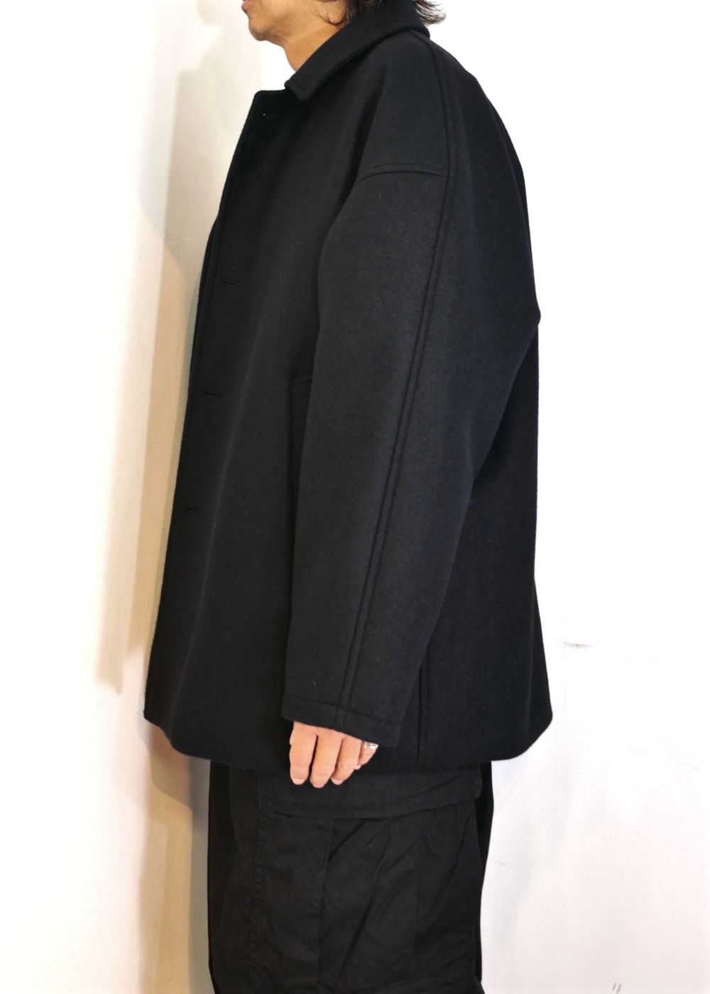 COOTIE PRODUCTIONS - Wool Melton Short Coat (BLACK) / メルトン ショート コート |  LOOPHOLE