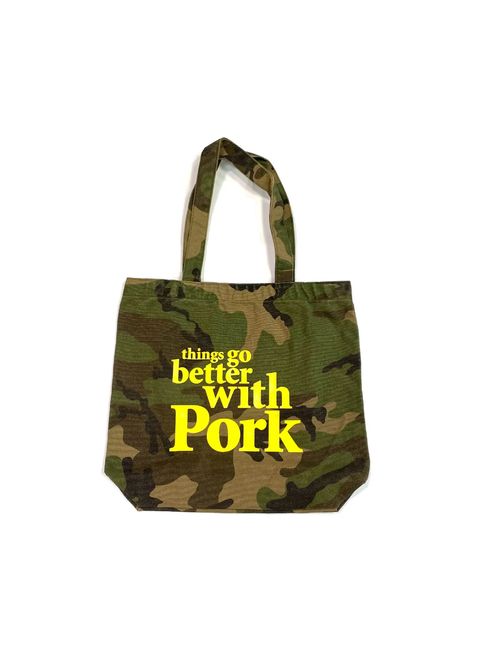 THINGS GO BETTER TOTE BAG (CAMO) / プリントトートバッグ