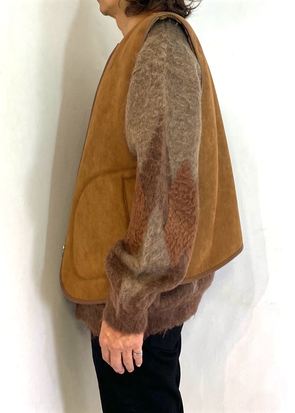 Vegan Mouton Vest (BROWN) / ビーガン ムートン ベスト