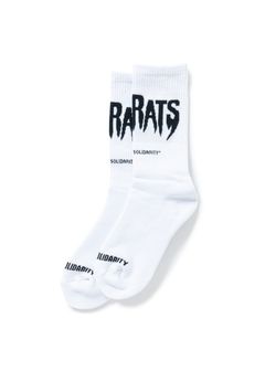 PILE SOCKS "THE RATS" (WHITE) / ジャガード ロゴ ソックス