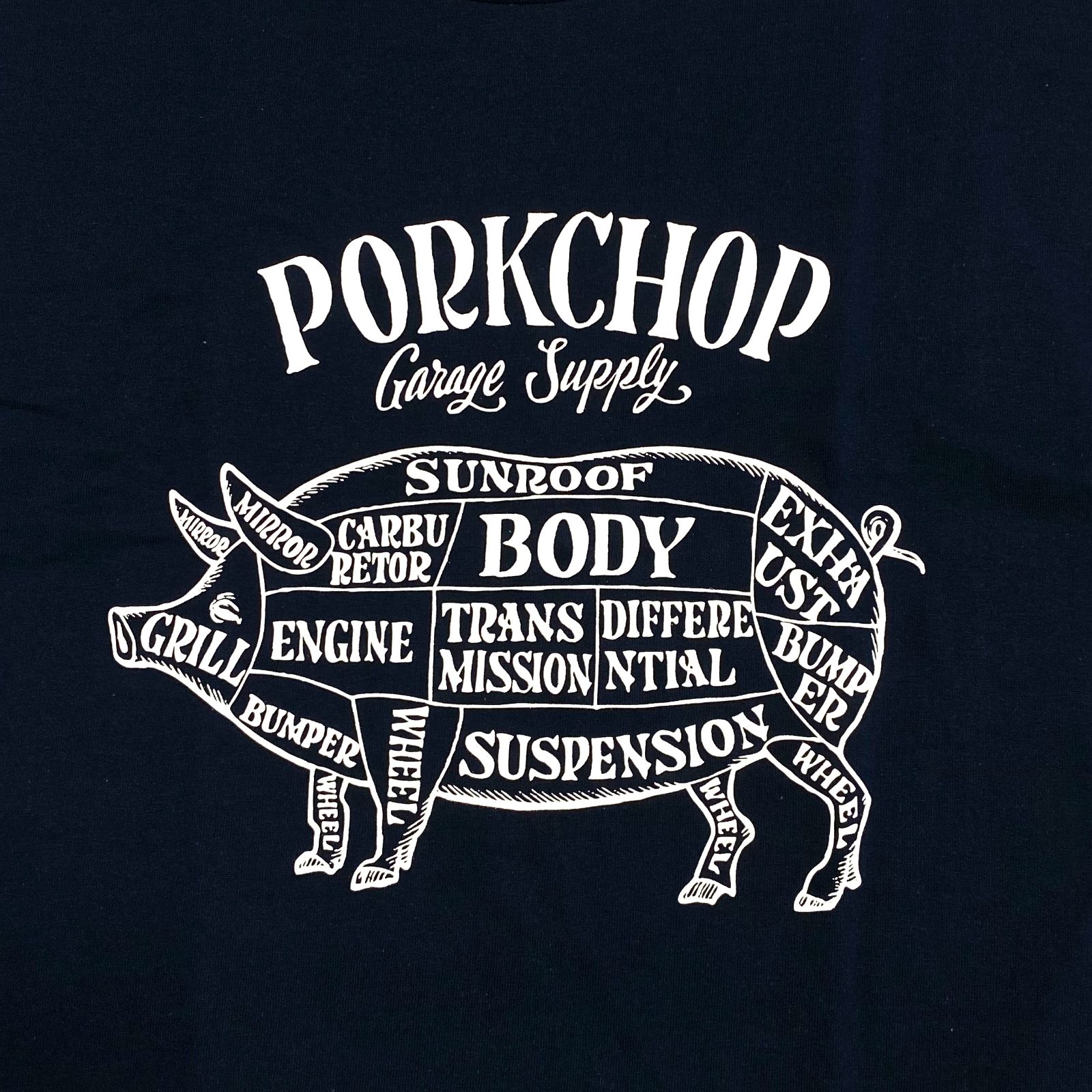 PORKCHOP GARAGE SUPPLY - PORK FRONT TEE 25 (NAVY) / ポーク