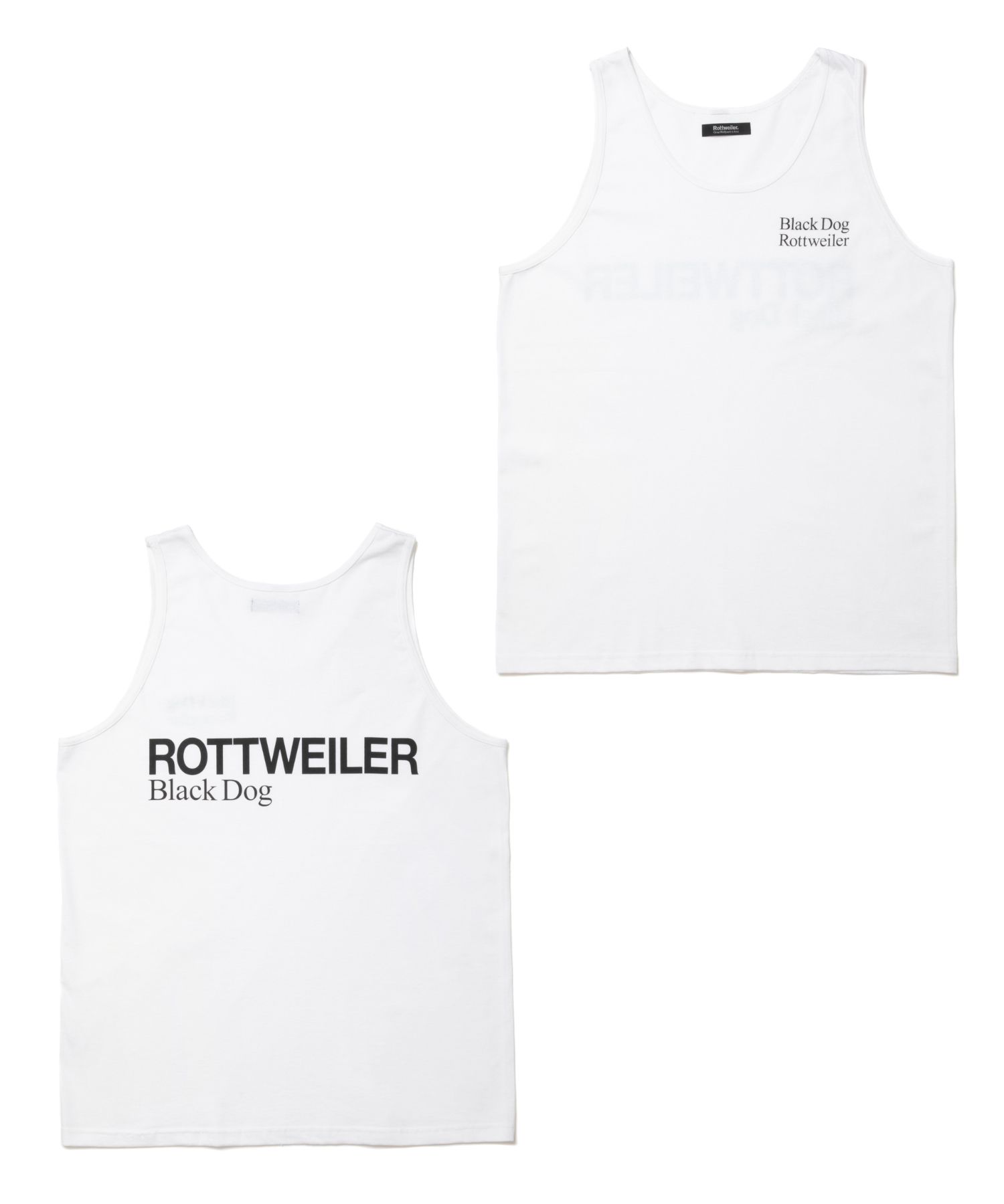 ROTTWEILER - 2 LINE TANK TOP (WHITE) / プリント タンクトップ