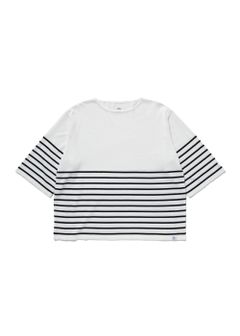 KNITTED BASQUE SHIRT "ERNEST" (WHITE) / サマーニット バスクシャツ