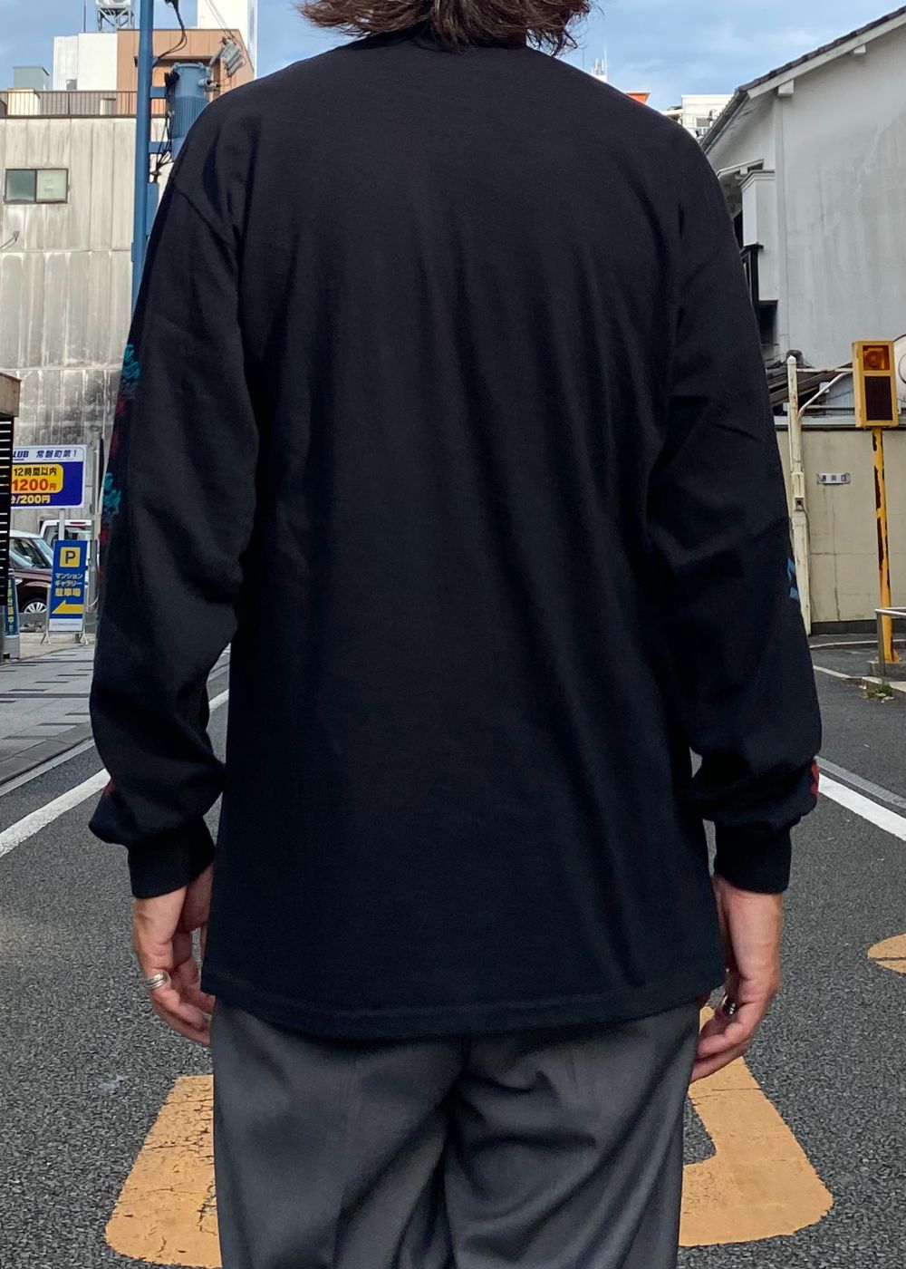 Gradation L/S Tee (BLACK) / プリント ロングスリーブ Tシャツ