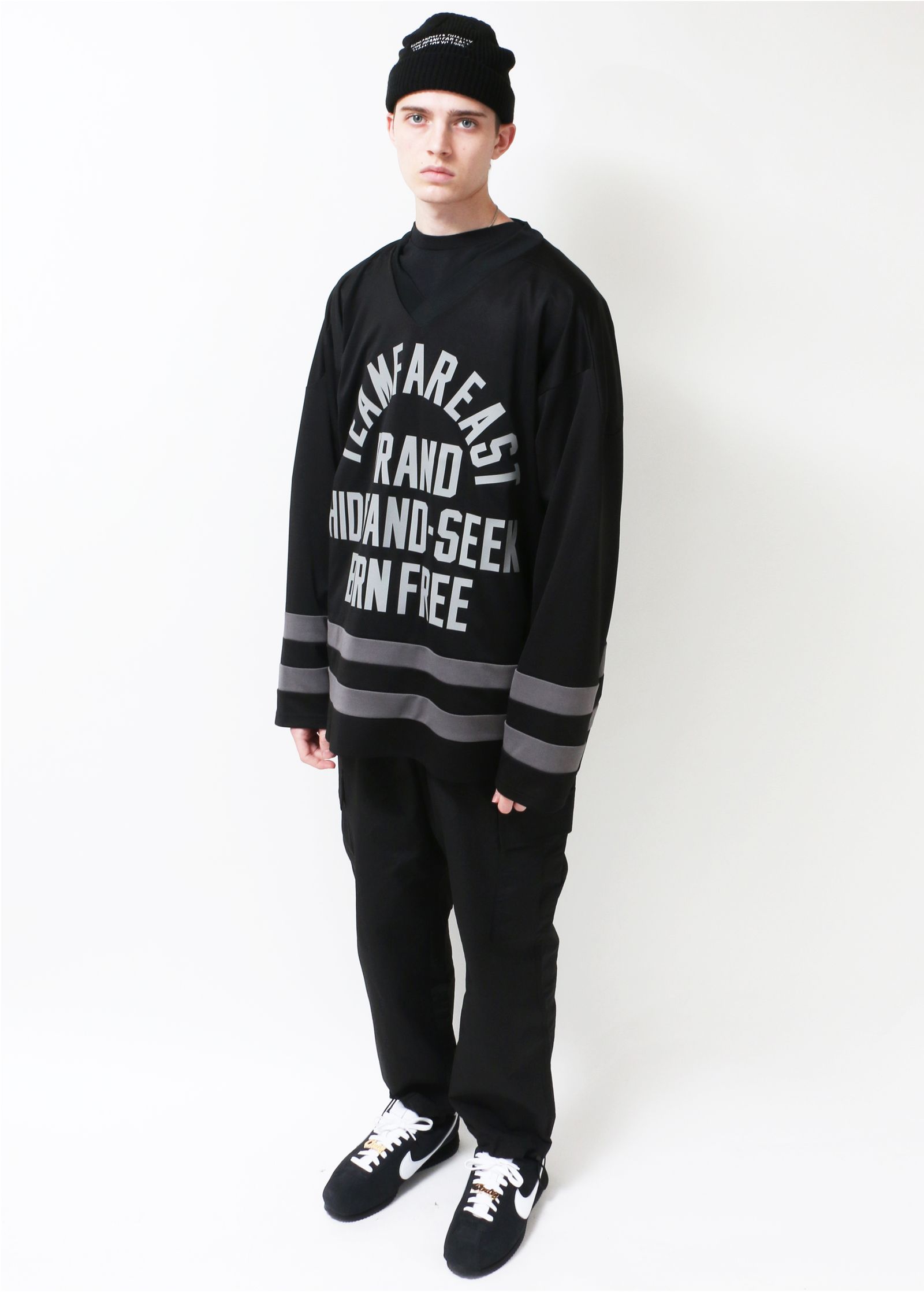 HIDE AND SEEK - HOCKEY JERSEY (BLACK) / ホッケー ジャージ | LOOPHOLE