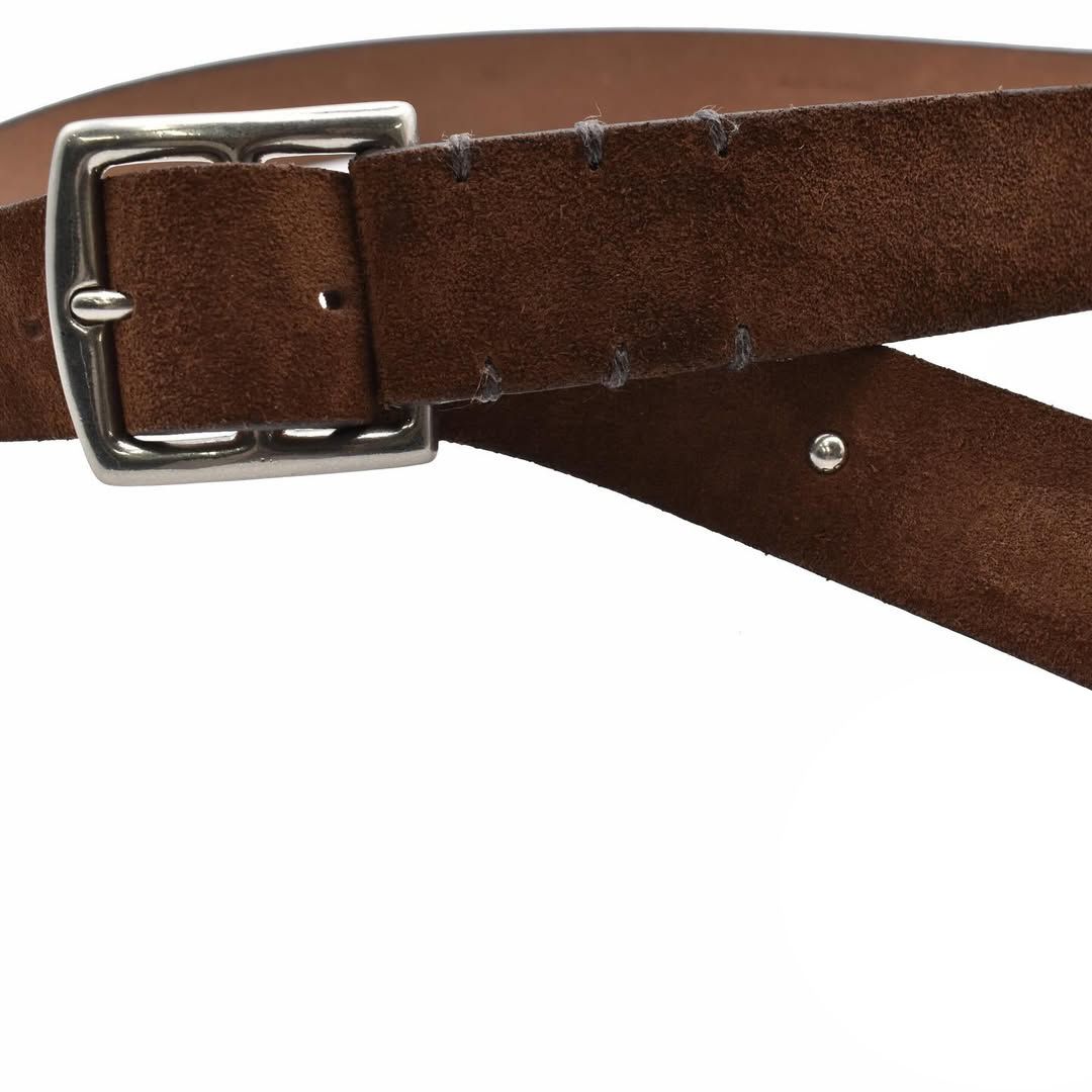 【ラスト1点】Suede Leather Belt (DBR)  / スウェード レザーベルト