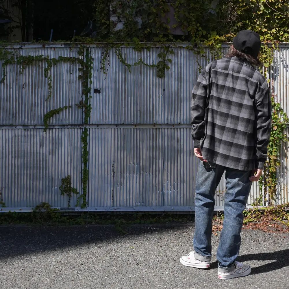 【ラスト1点】C.R Flow Ombre Check Open Collar L/S SH  (BLT) / オンブレチェック オープンカラーシャツ