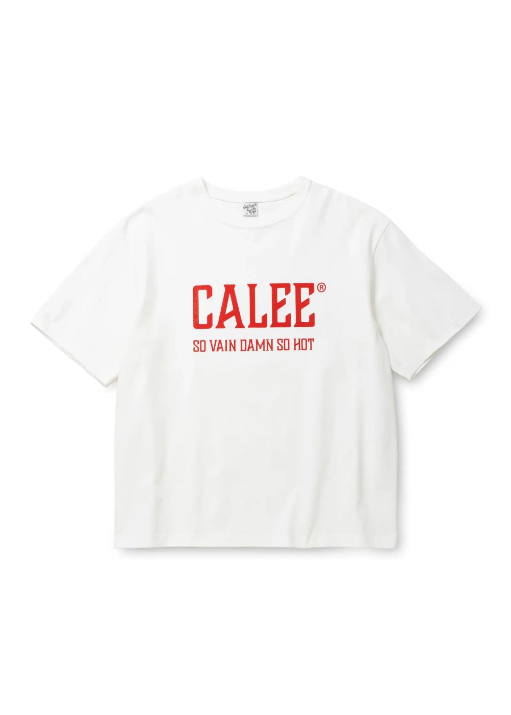VINTAGE TYPE CALEE NATIONAL LOGO S/S TEE (WHITE) / オリジナル ドロップショルダー ロゴプリント Tシャツ