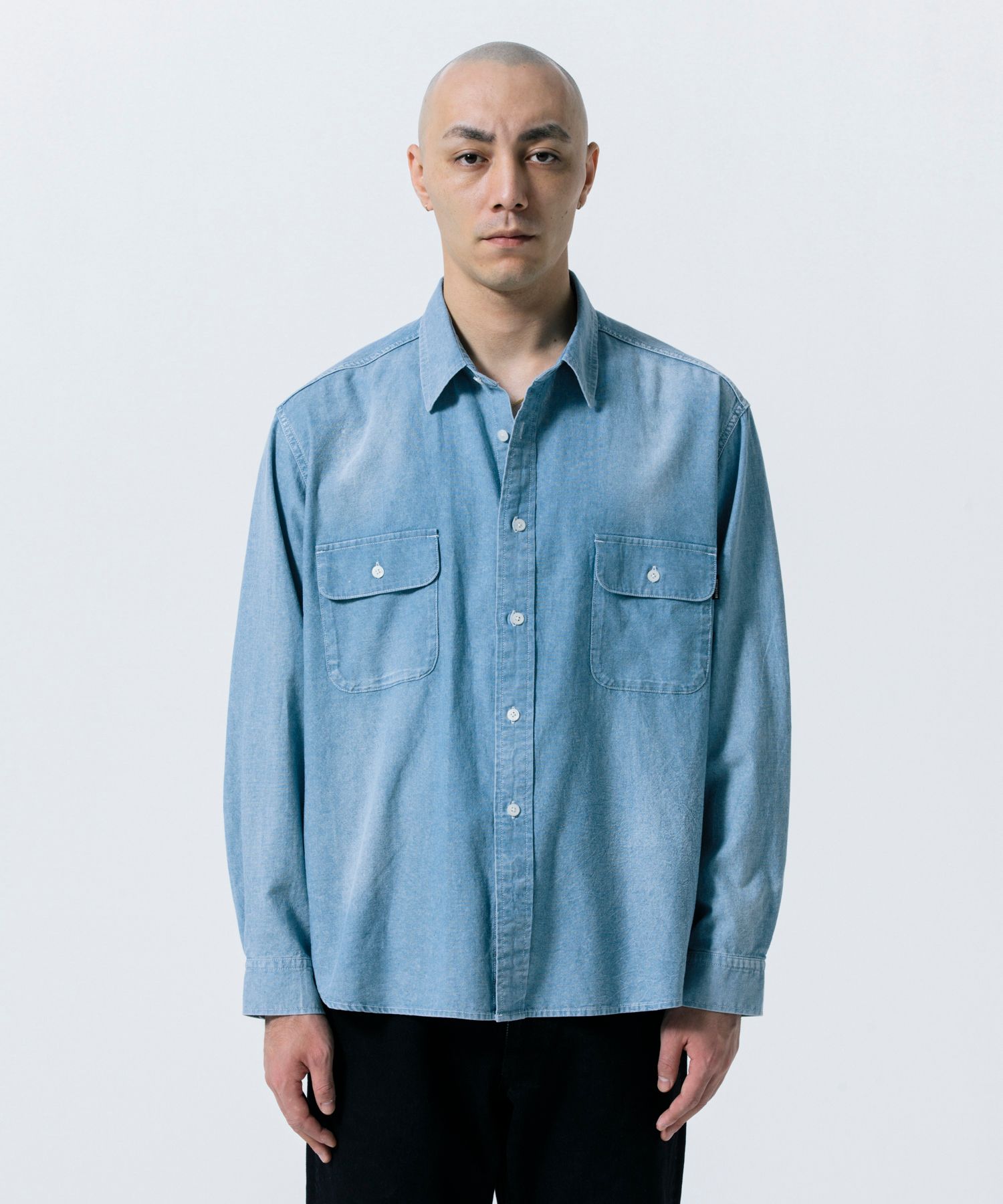 R9 CHAMBRAY SHIRT (BLACK) / シャンブレー シャツ
